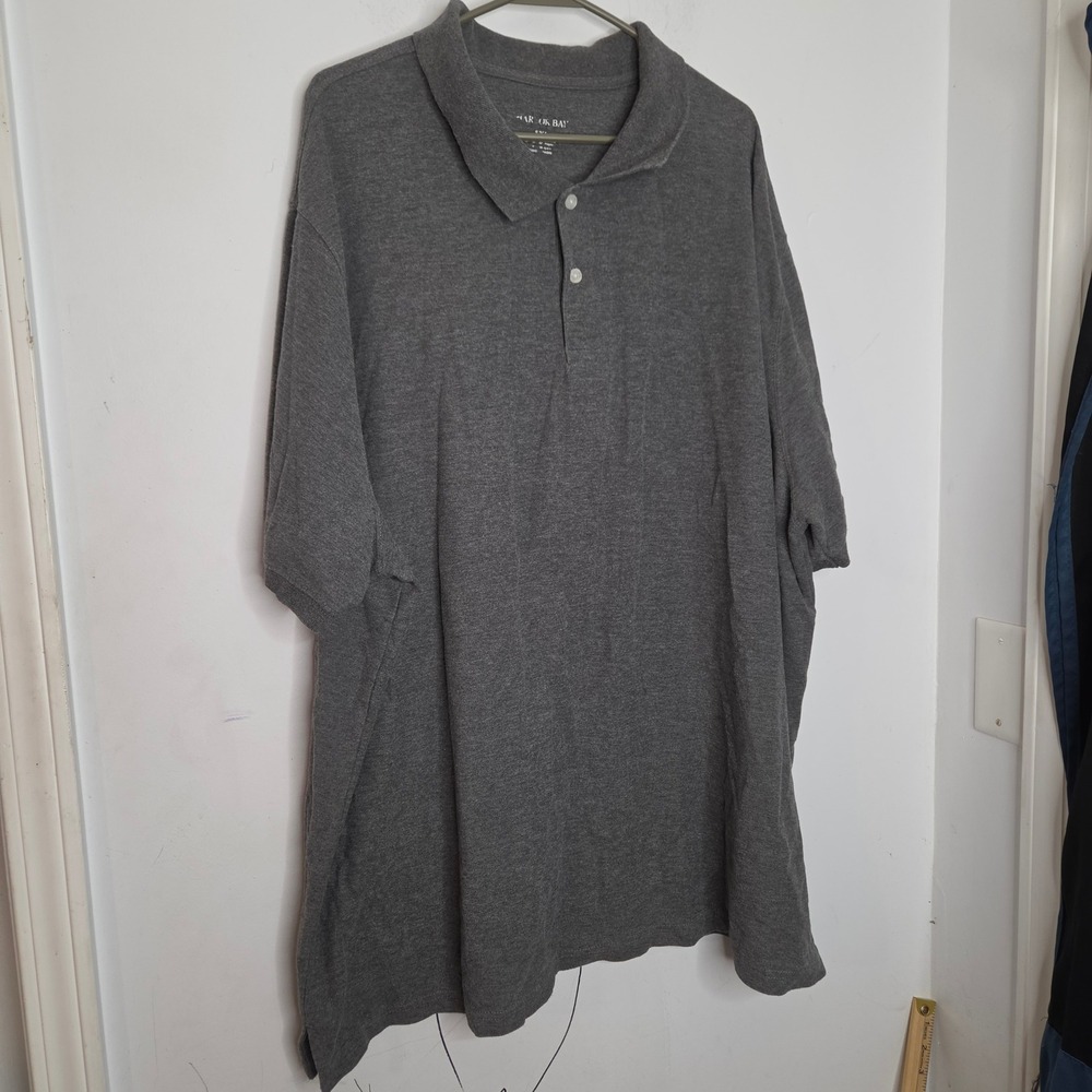 Harbor Bay Mens 5XL Gray Short Sleeve Cotton Blend Polo Shirt Casual Big & Tall